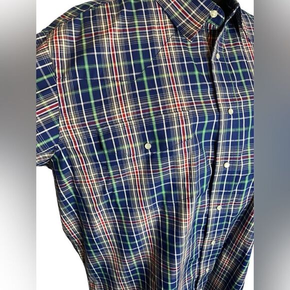 NWT WRANGLER MENS 2XL PLAID BUTTON UP SHIRT SHORT SLEEVE PEARL BUTTONS - Picture 5 of 11